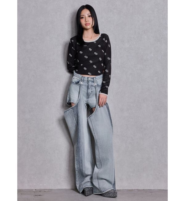 GYDA「GG patternタイトニットトップス」|ニット・セーター|