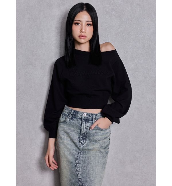 GYDA「Gemyntar embossワンショルニットトップス」|ニット・セーター|