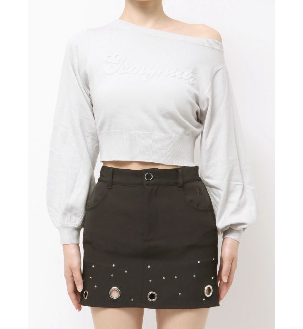 GYDA「Gemyntar embossワンショルニットトップス」|ニット・セーター|