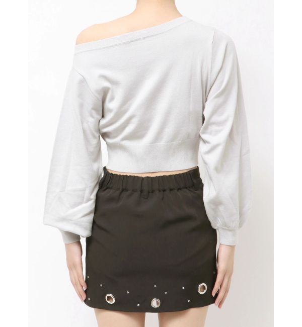 GYDA「Gemyntar embossワンショルニットトップス」|ニット・セーター|