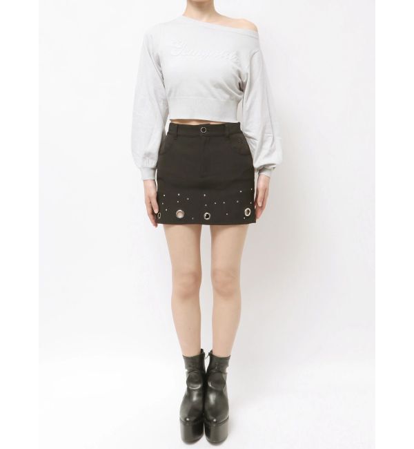 GYDA「Gemyntar embossワンショルニットトップス」|ニット・セーター|