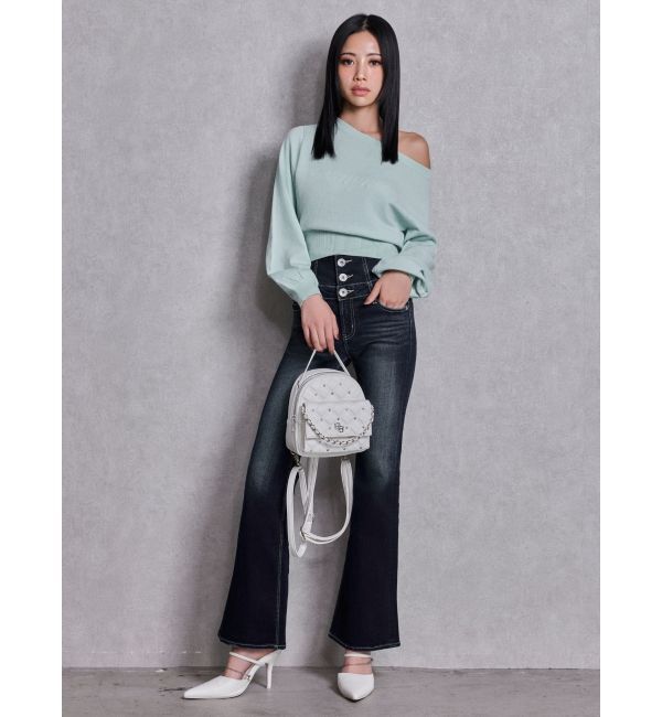 GYDA「Gemyntar embossワンショルニットトップス」|ニット・セーター|