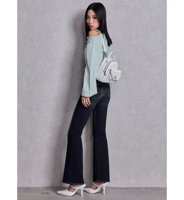 GYDA「Gemyntar embossワンショルニットトップス」|ニット・セーター|