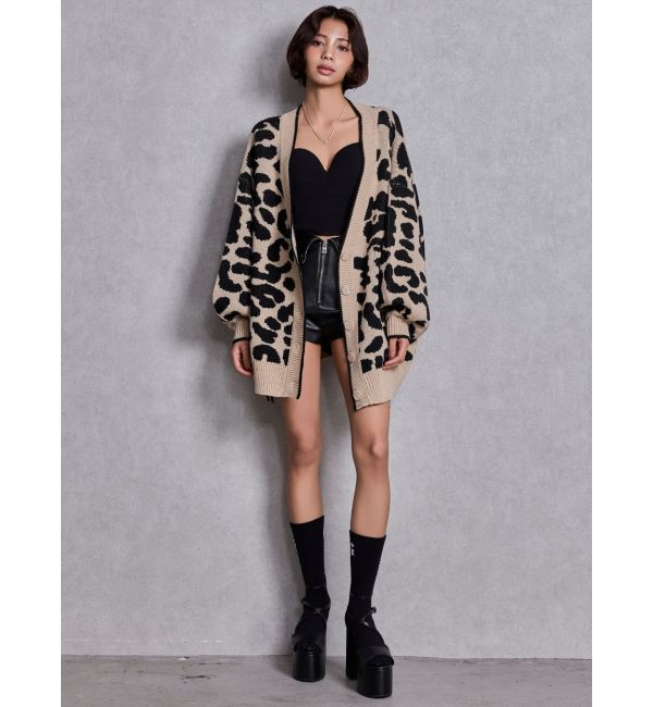 GYDA「ラメGレオパードニットカーディガン」|カーディガン|