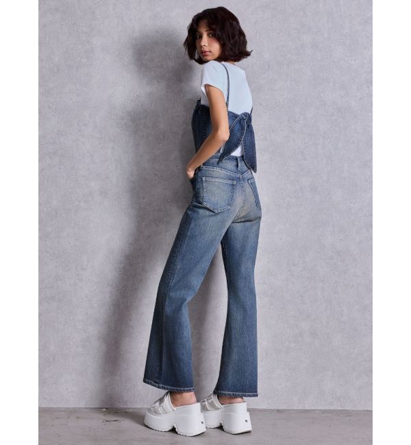 GYDA「BACKリボンデニムロンパース」|オールインワン|