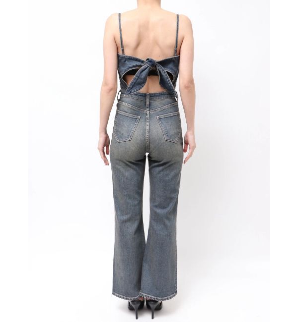 GYDA「BACKリボンデニムロンパース」|オールインワン|