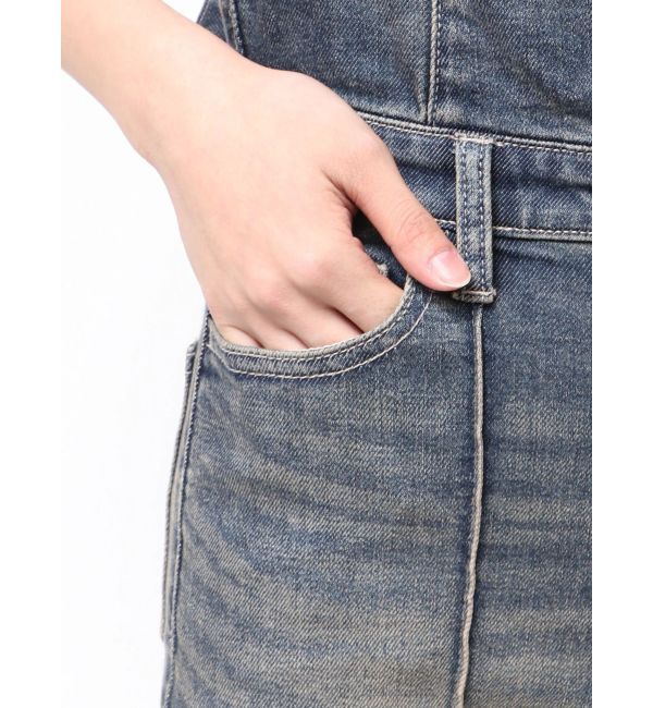 GYDA「BACKリボンデニムロンパース」|オールインワン|
