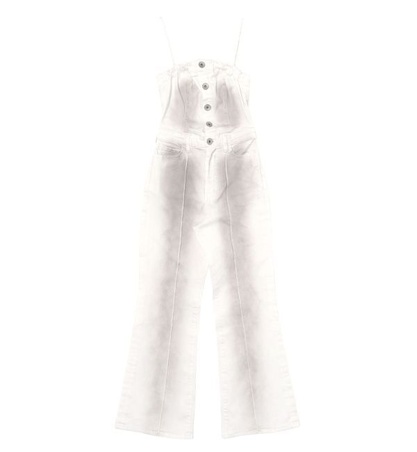 GYDA「BACKリボンデニムロンパース」|オールインワン|