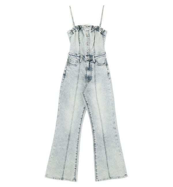 GYDA「BACKリボンデニムロンパース」|オールインワン|