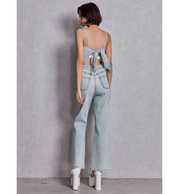 GYDA「BACKリボンデニムロンパース」|オールインワン|