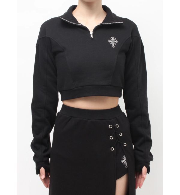 GYDA「sacred edge crossハーフZIPショートスウェットトップス」|スウェット・ジャージ|