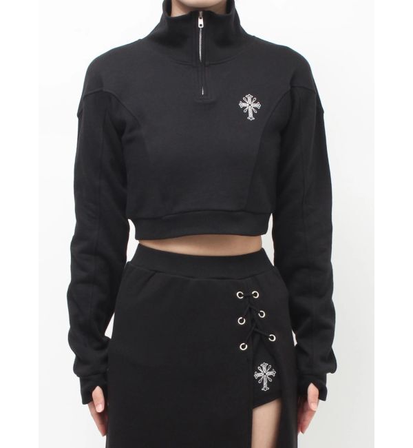 GYDA「sacred edge crossハーフZIPショートスウェットトップス」|スウェット・ジャージ|