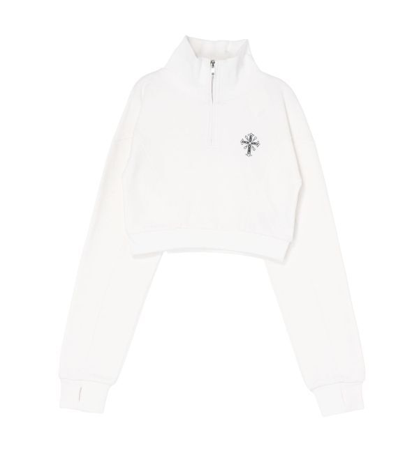 GYDA「sacred edge crossハーフZIPショートスウェットトップス」|スウェット・ジャージ|