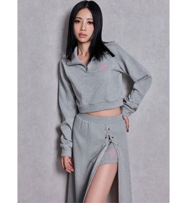 GYDA「sacred edge crossハーフZIPショートスウェットトップス」|スウェット・ジャージ|