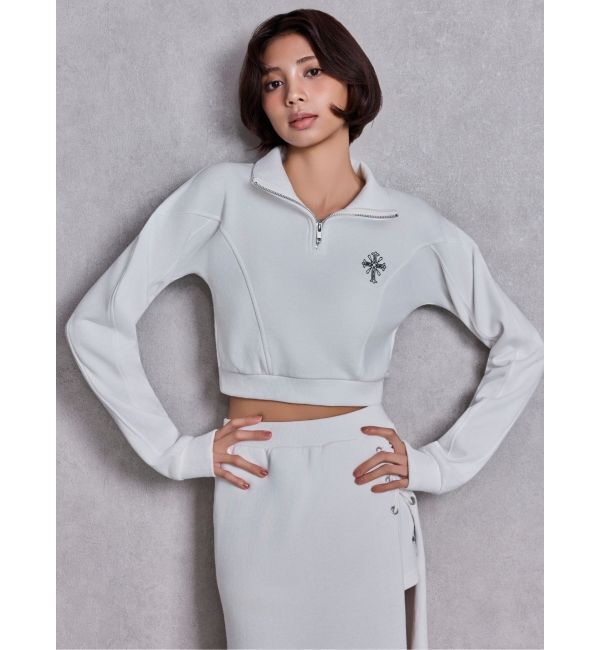 GYDA「sacred edge crossハーフZIPショートスウェットトップス」|スウェット・ジャージ|