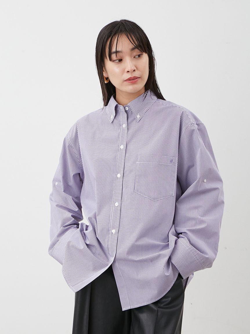 Mila Owen「タブスリーブ釦ダウン柄シャツ」|シャツ・ブラウス|