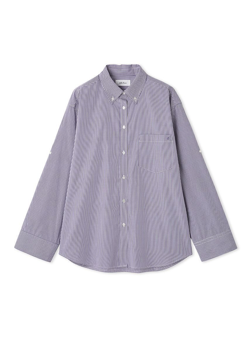 Mila Owen「タブスリーブ釦ダウン柄シャツ」|シャツ・ブラウス|