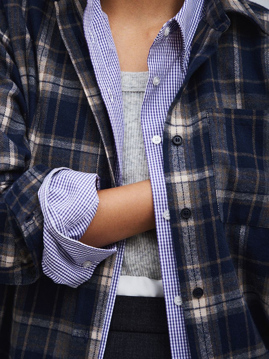 Mila Owen「タブスリーブ釦ダウン柄シャツ」|シャツ・ブラウス|