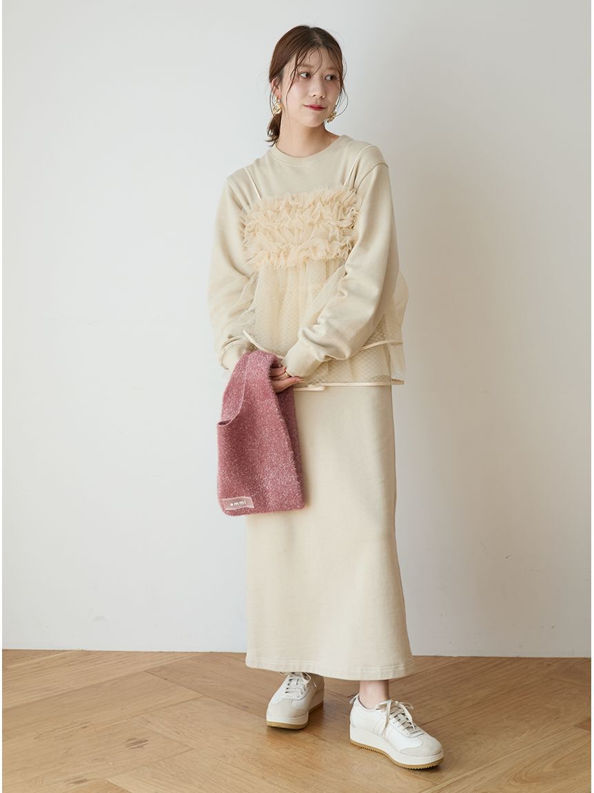 emmi atelier「【セットアイテム】チュールビスチェ&times;裏毛ワンピースセット」|ワンピース|BEG