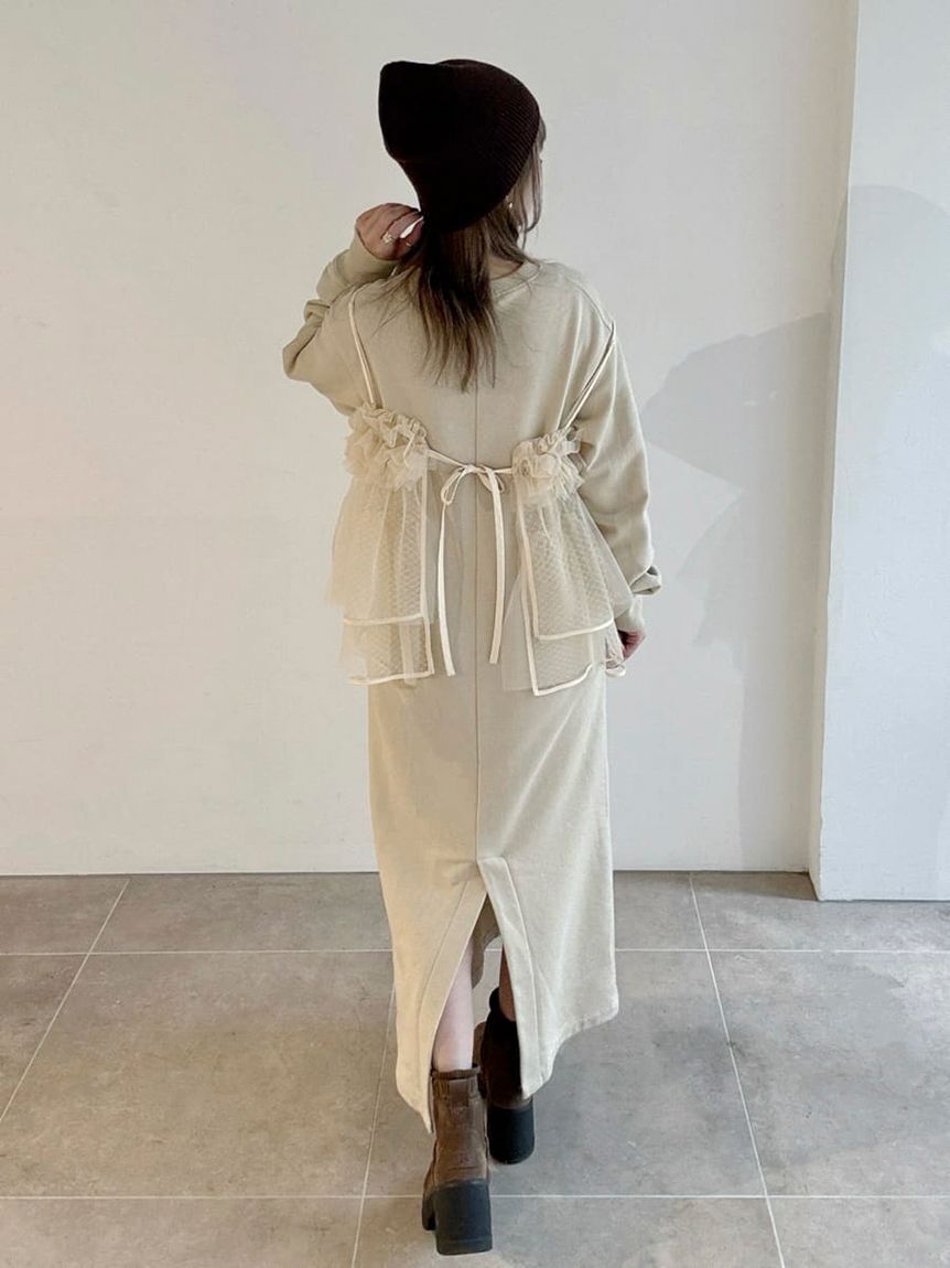 emmi atelier「【セットアイテム】チュールビスチェ&times;裏毛ワンピースセット」|ワンピース|