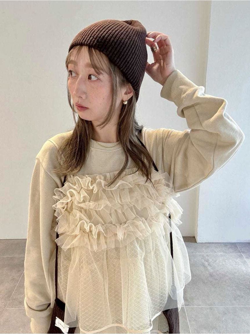 emmi atelier「【セットアイテム】チュールビスチェ&times;裏毛ワンピースセット」|ワンピース|