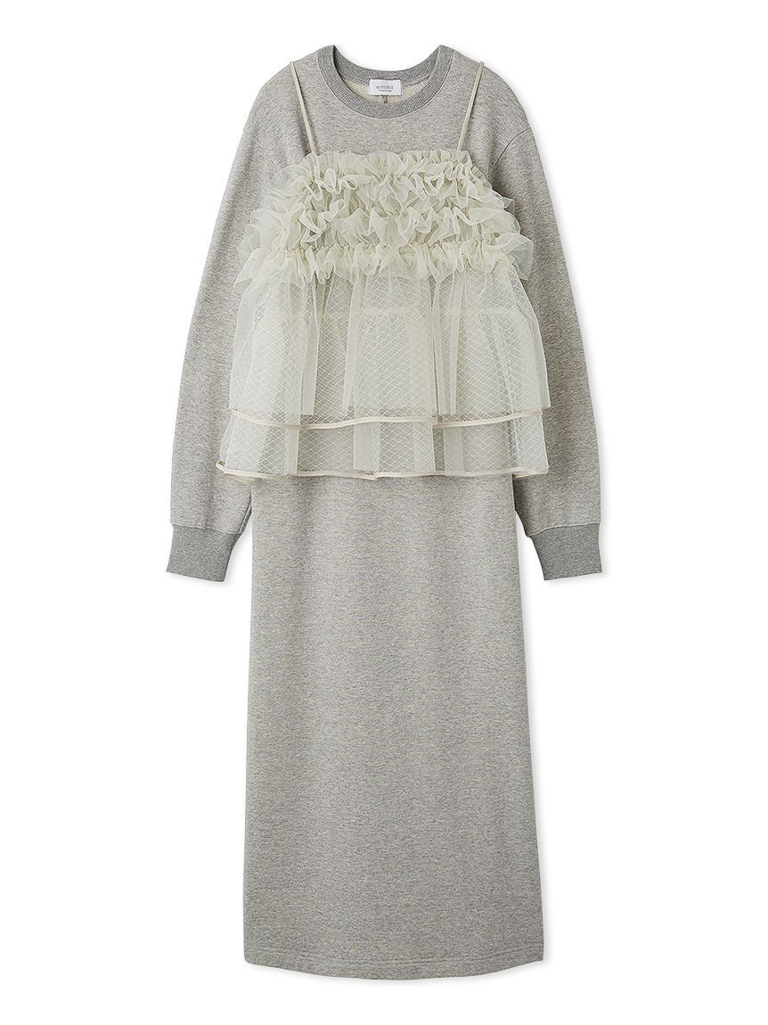 emmi atelier「【セットアイテム】チュールビスチェ&times;裏毛ワンピースセット」|ワンピース|