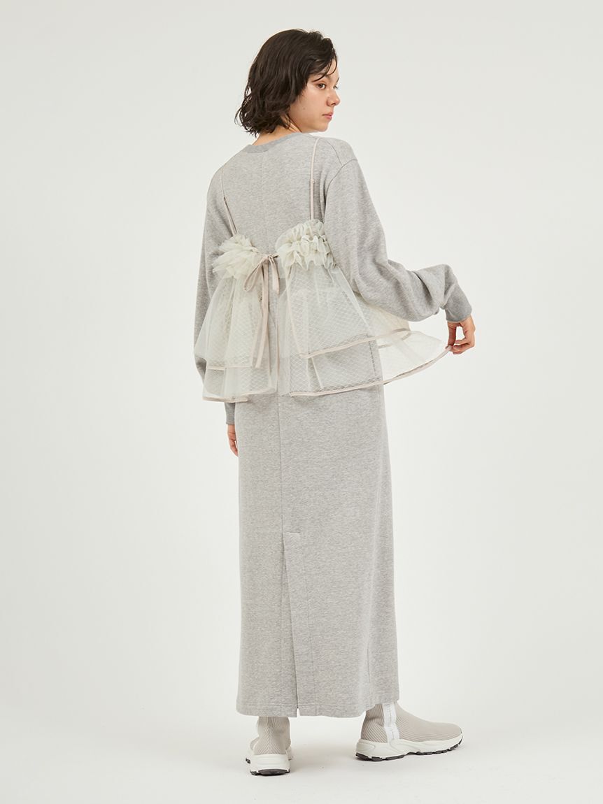 emmi atelier「【セットアイテム】チュールビスチェ&times;裏毛ワンピースセット」|ワンピース|