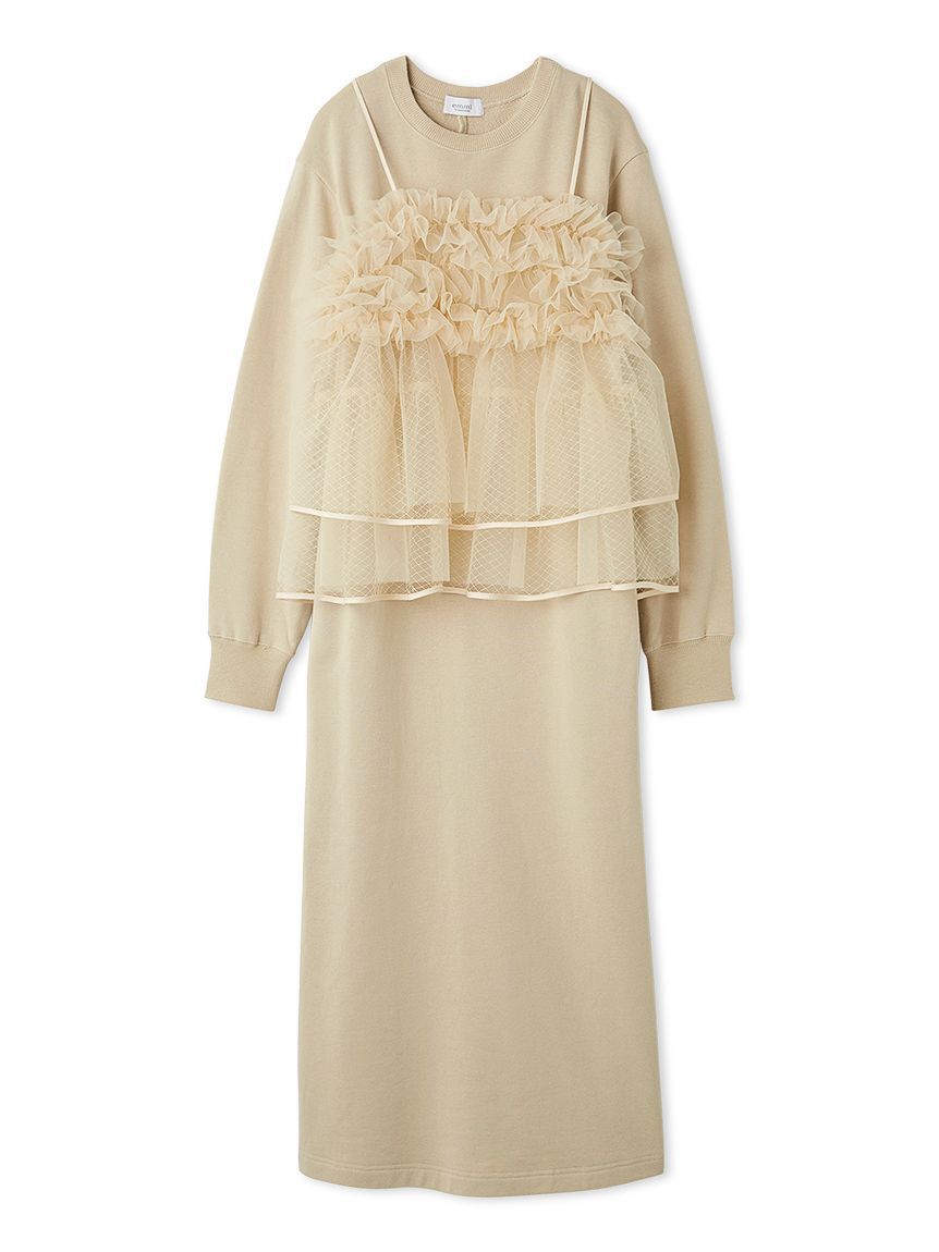 emmi atelier「【セットアイテム】チュールビスチェ&times;裏毛ワンピースセット」|ワンピース|
