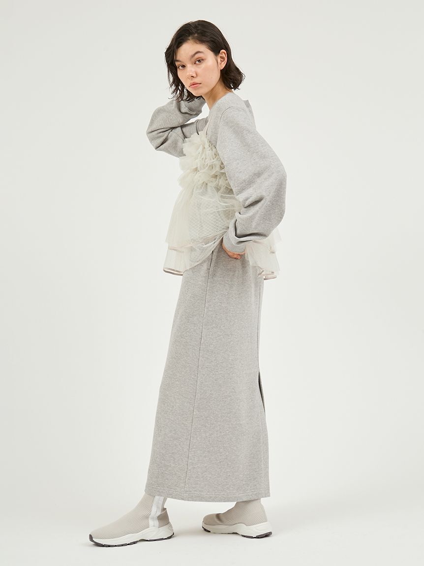 emmi atelier「【セットアイテム】チュールビスチェ&times;裏毛ワンピースセット」|ワンピース|