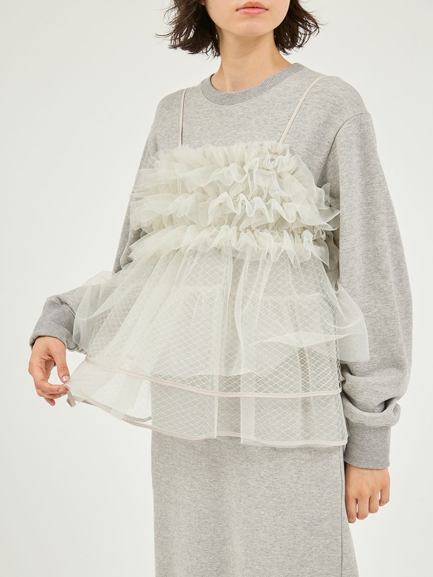 emmi atelier「【セットアイテム】チュールビスチェ&times;裏毛ワンピースセット」|ワンピース|