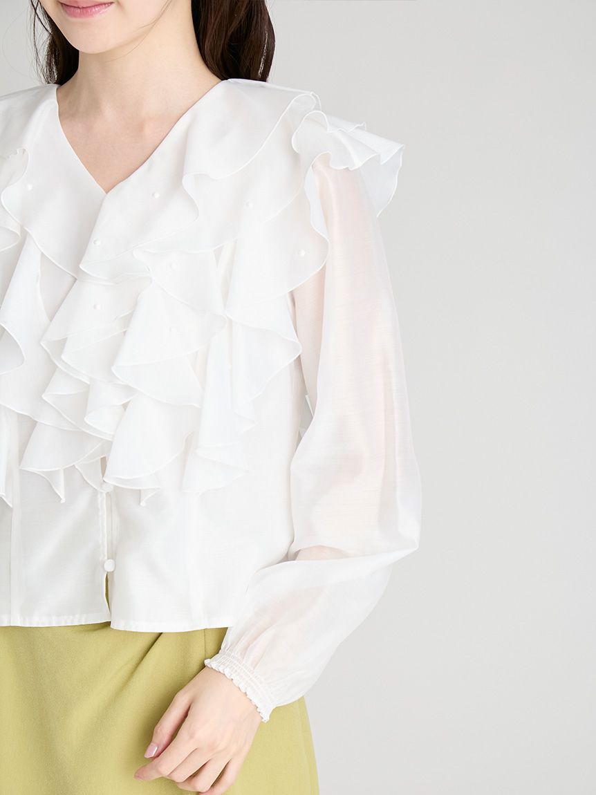 CELFORD「【HANAE MORI&times;CELFORDコラボ】 パール付きフリルブラウス」|シャツ・ブラウス|