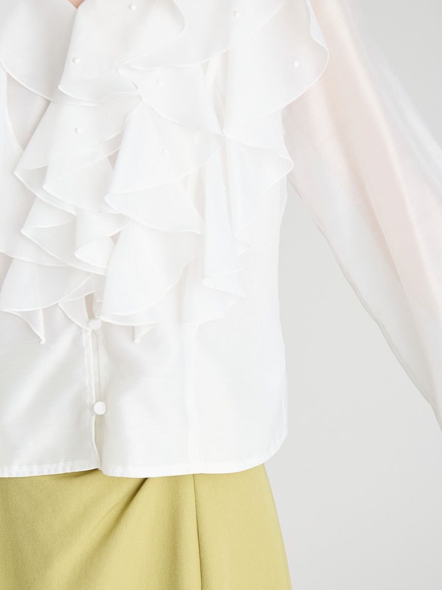 CELFORD「【HANAE MORI&times;CELFORDコラボ】 パール付きフリルブラウス」|シャツ・ブラウス|