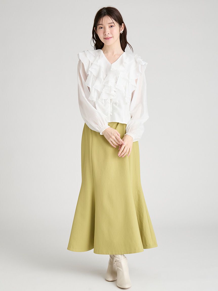 CELFORD「【HANAE MORI&times;CELFORDコラボ】 パール付きフリルブラウス」|シャツ・ブラウス|