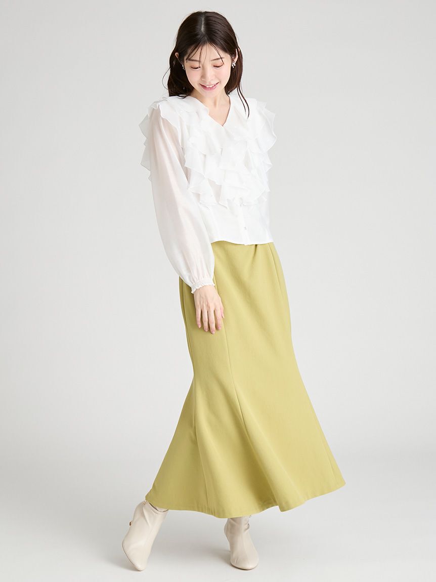 CELFORD「【HANAE MORI&times;CELFORDコラボ】 パール付きフリルブラウス」|シャツ・ブラウス|