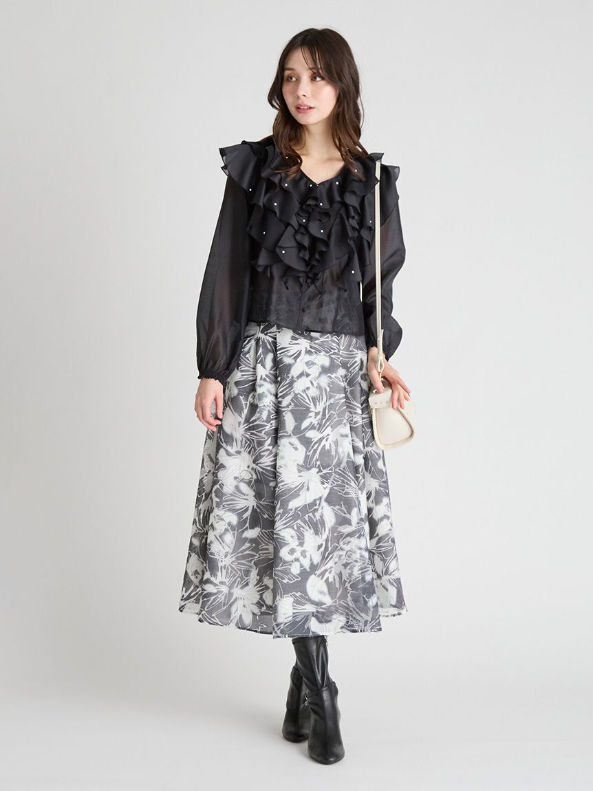 CELFORD「【HANAE MORI&times;CELFORDコラボ】 パール付きフリルブラウス」|シャツ・ブラウス|