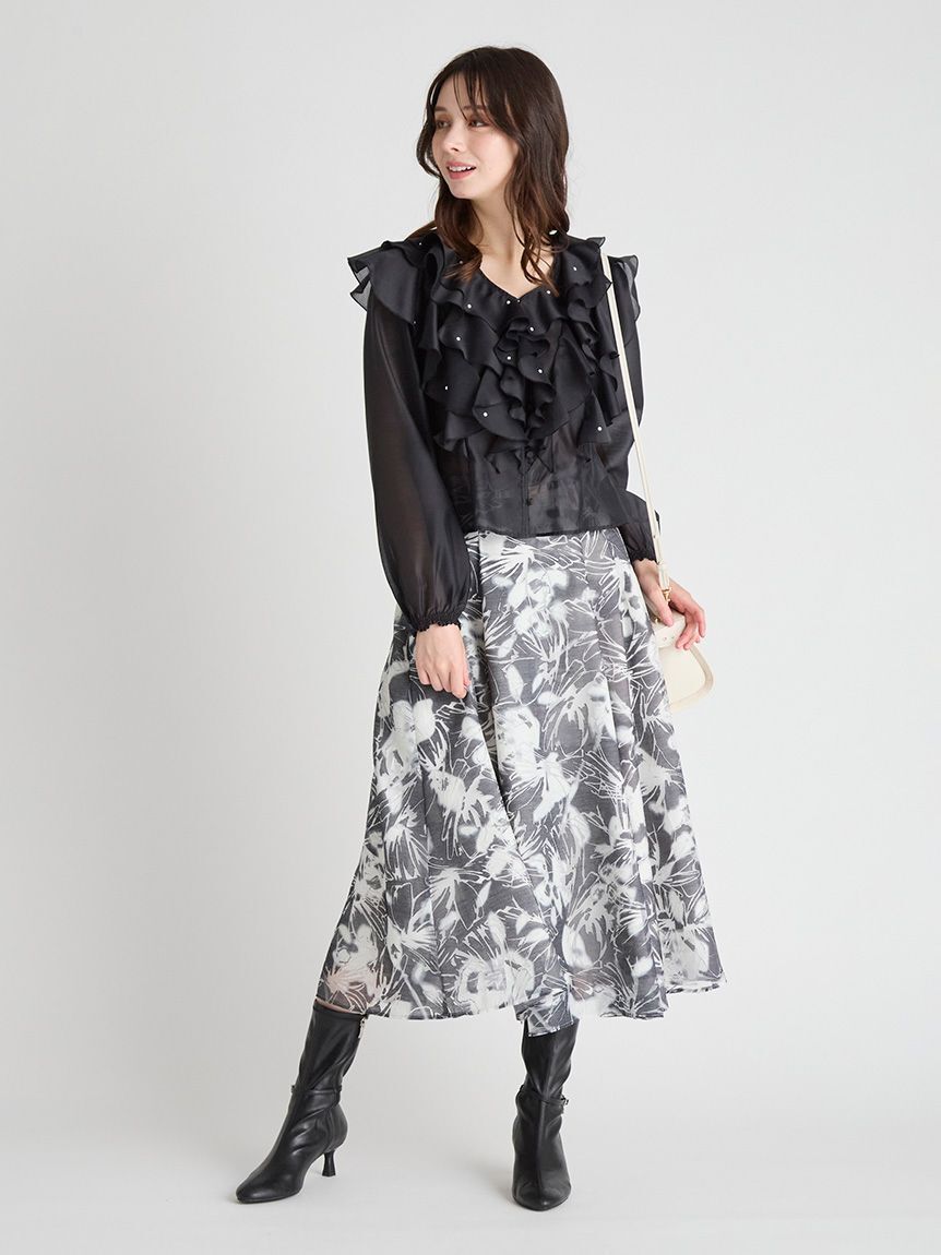 CELFORD「【HANAE MORI&times;CELFORDコラボ】 パール付きフリルブラウス」|シャツ・ブラウス|