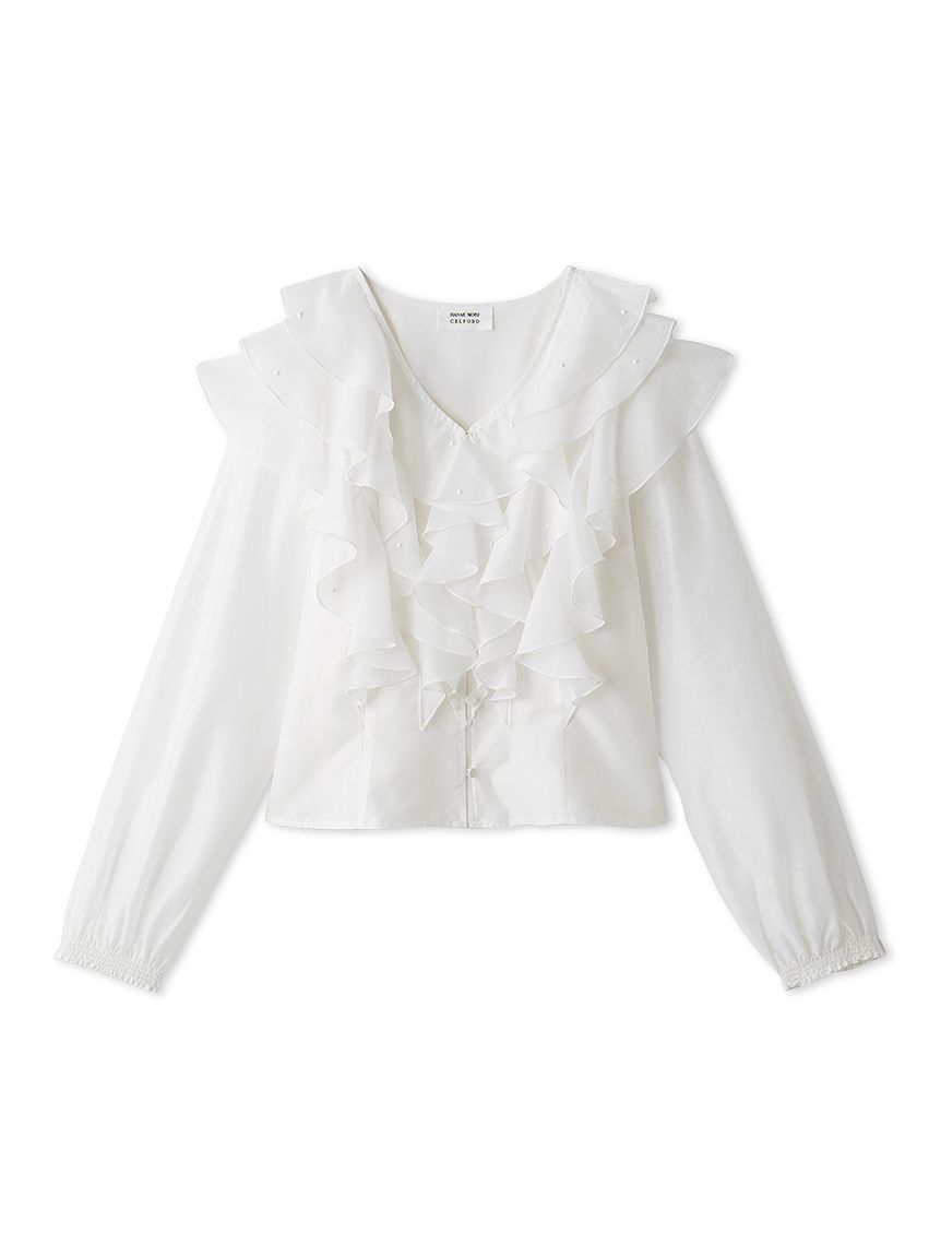 CELFORD「【HANAE MORI&times;CELFORDコラボ】 パール付きフリルブラウス」|シャツ・ブラウス|