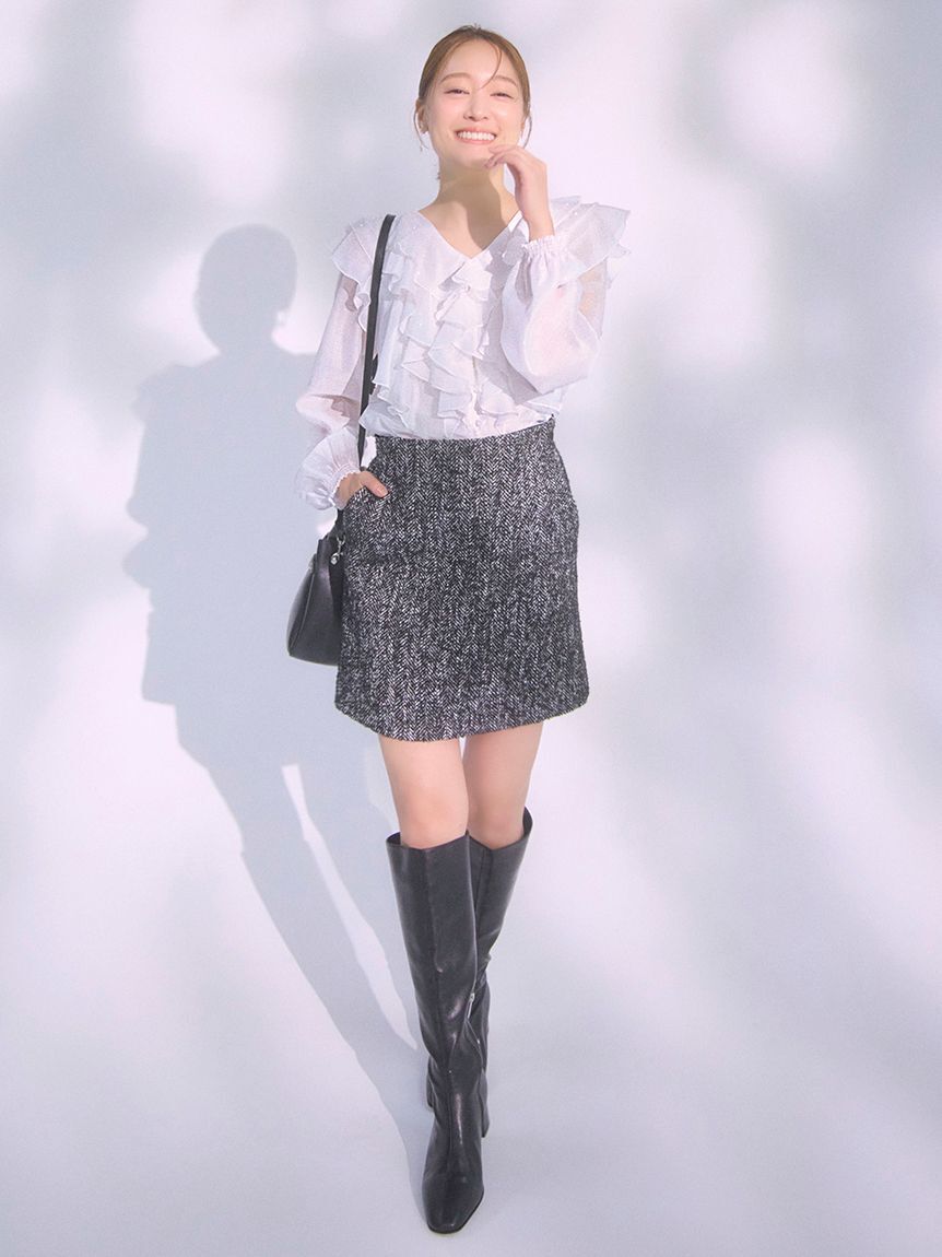 CELFORD「【HANAE MORI&times;CELFORDコラボ】 パール付きフリルブラウス」|シャツ・ブラウス|