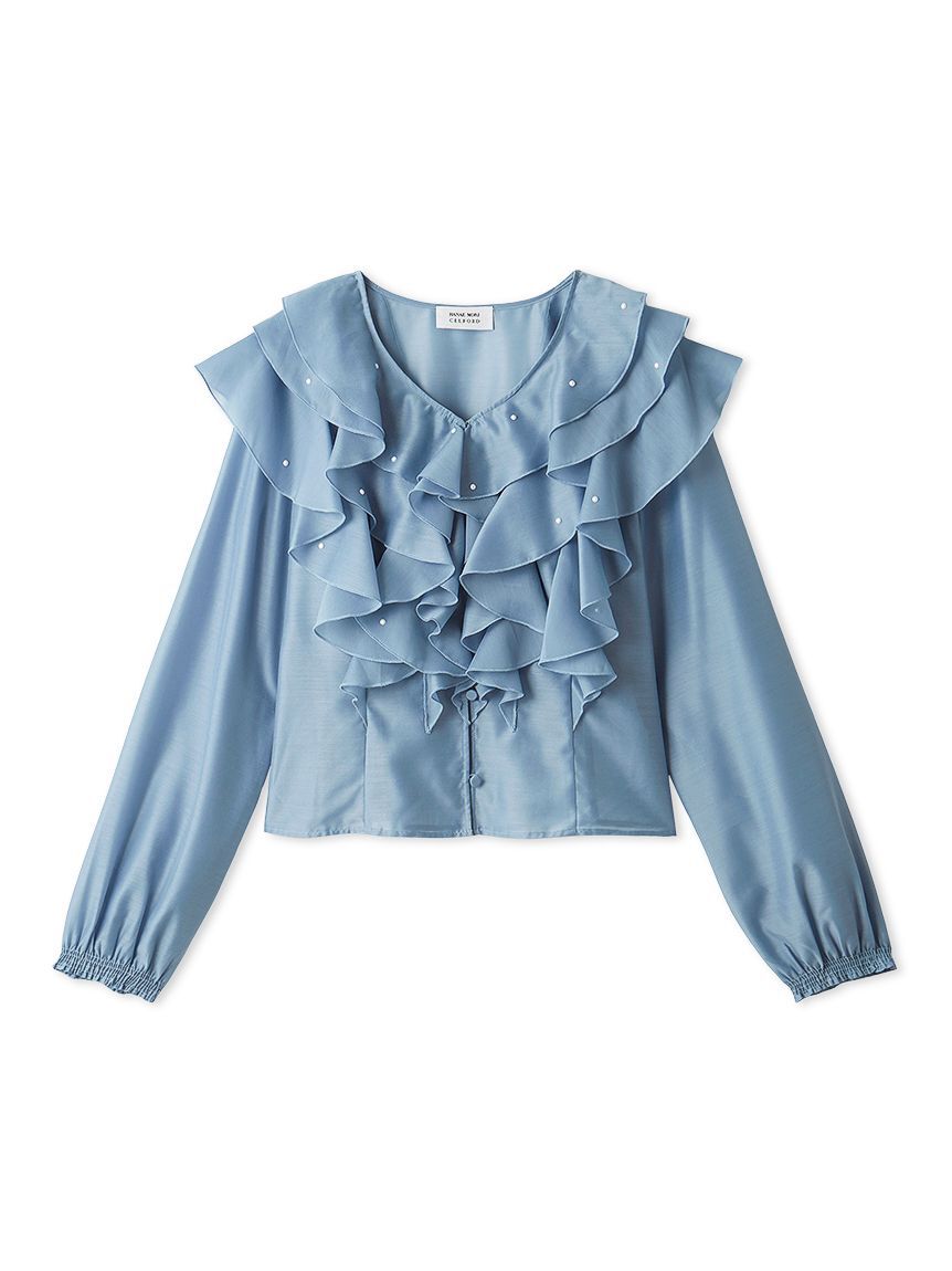 CELFORD「【HANAE MORI&times;CELFORDコラボ】 パール付きフリルブラウス」|シャツ・ブラウス|SAX