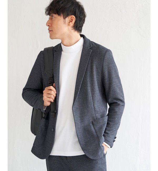 IKKA LOUNGE「ＧＯＫＵラクワークウールライクＪＫＴ」|テーラードジャケット|ネイビーブルー