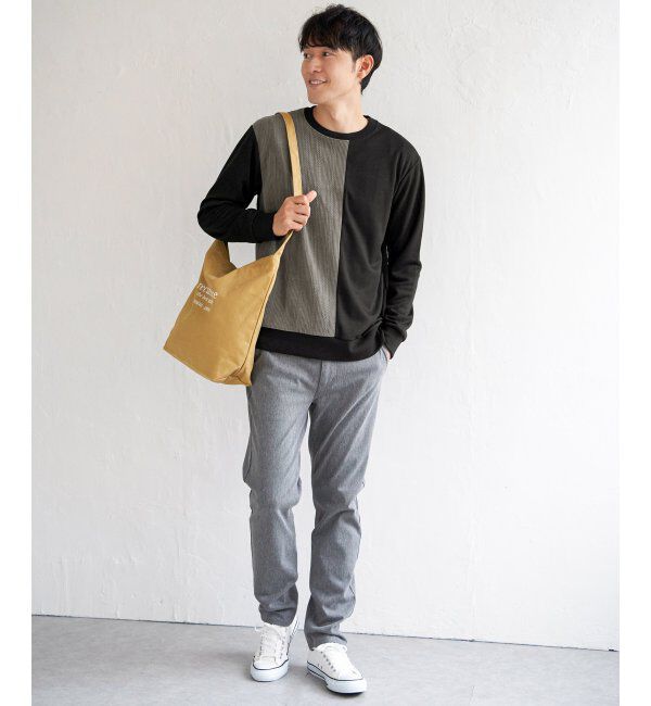 ikka「ポンチジャカードモール切り替えプルオーバー」|パーカー|