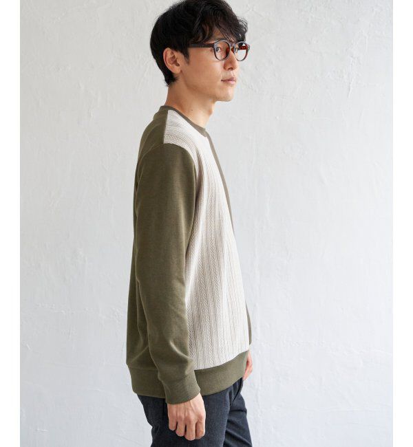 ikka「ポンチジャカードモール切り替えプルオーバー」|パーカー|