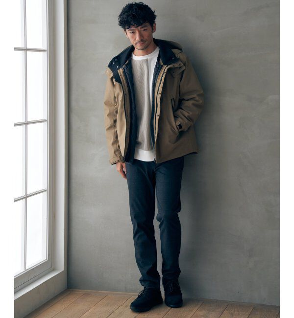 ikka「ポンチジャカードモール切り替えプルオーバー」|パーカー|