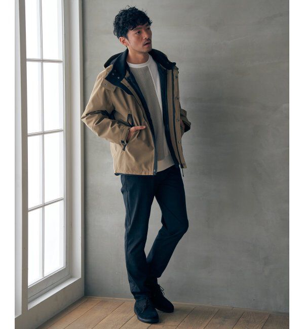 ikka「ポンチジャカードモール切り替えプルオーバー」|パーカー|