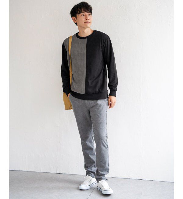 ikka「ポンチジャカードモール切り替えプルオーバー」|パーカー|