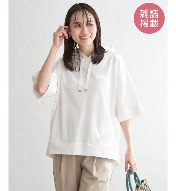 ikka「【親子おそろい】コットンUSAミニワッフルポケ付きパーカー」|パーカー|オフホワイト