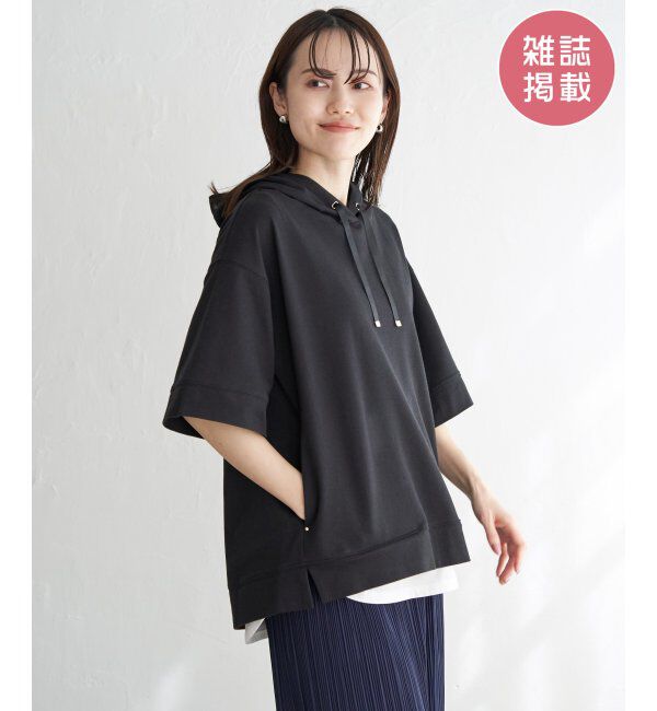 ikka「【親子おそろい】コットンUSAミニワッフルポケ付きパーカー」|パーカー|ブラック