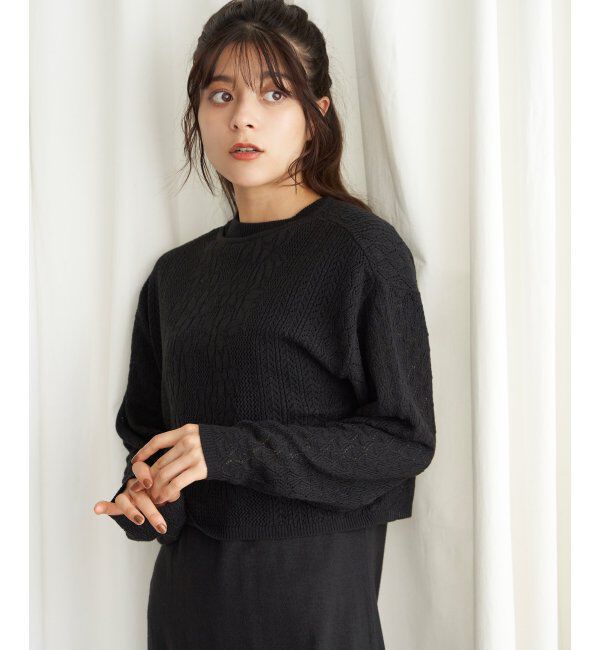 Lbc with Life「【2点セット】透かし編みカーデセットニットワンピ」|ワンピース|