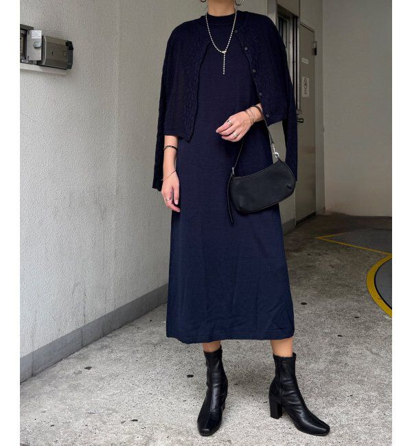 Lbc with Life「【2点セット】透かし編みカーデセットニットワンピ」|ワンピース|