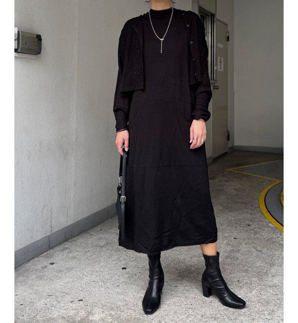 Lbc with Life「【2点セット】透かし編みカーデセットニットワンピ」|ワンピース|